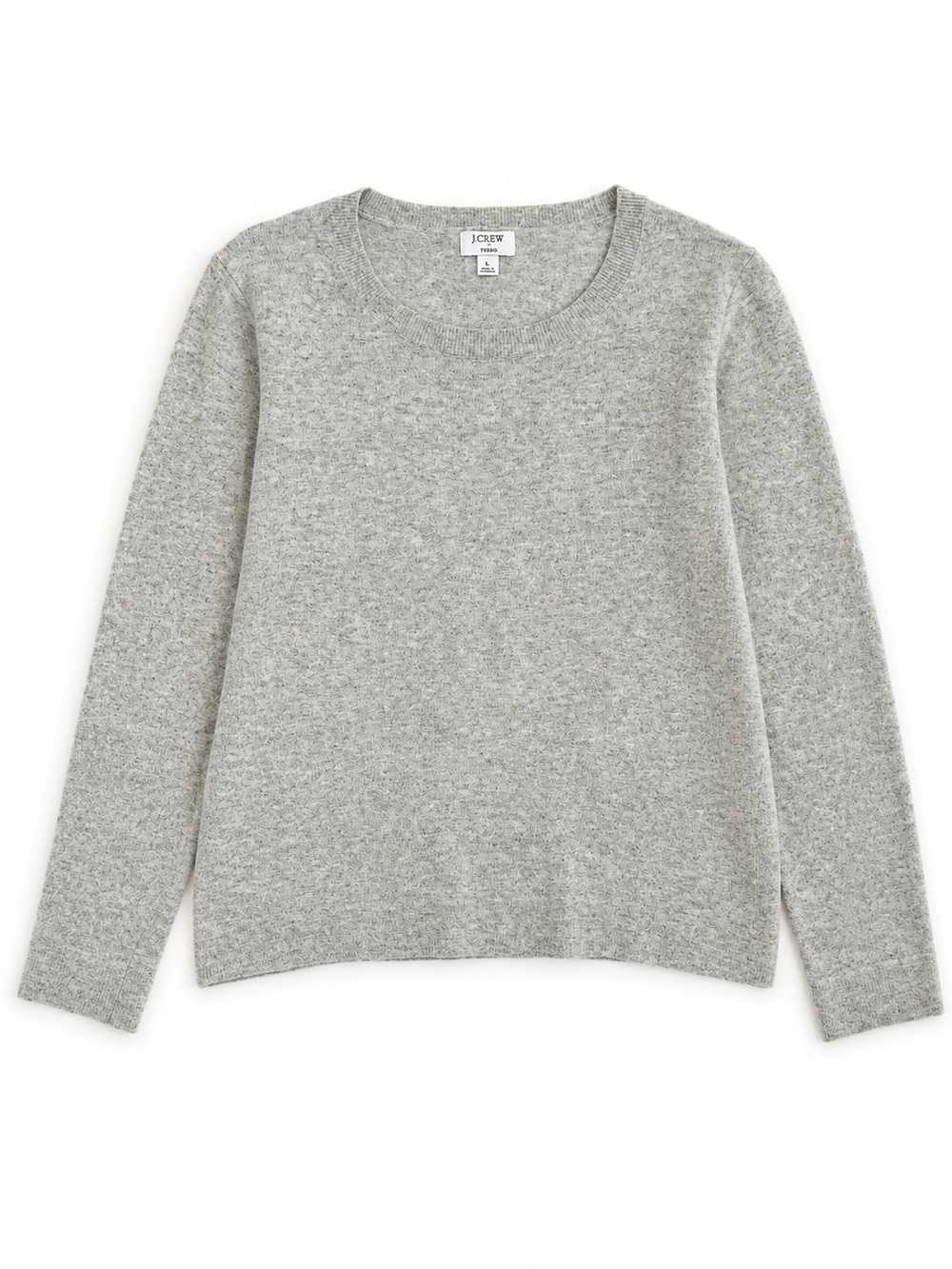 J. Crew Teddie Wool Timeless Acadamia Preppy Cropped Gray Sweater, Size Large - Picture 3 of 7